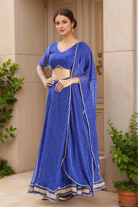 Samyukta Singhania Lace Embellished Leheriya Lehenga Set 