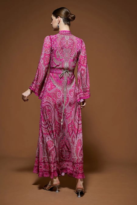 Nirraamyaa Fuchsia Paisley Print Gown 