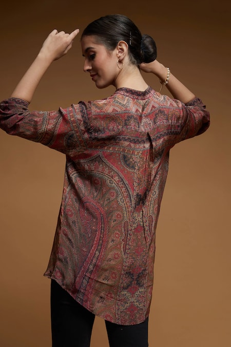 Nirraamyaa Brown Paisley Pattern Shirt 