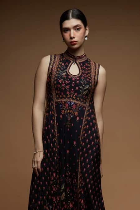 Buy Nirraamyaa Black Brocade Rhinestones Keyhole Neck Embellished Gown Online at Aza Fashions Buy_Nirraamyaa_Black Brocade Rhinestones Keyhole Neck Embellished Gown _Online_at_Aza_Fashions