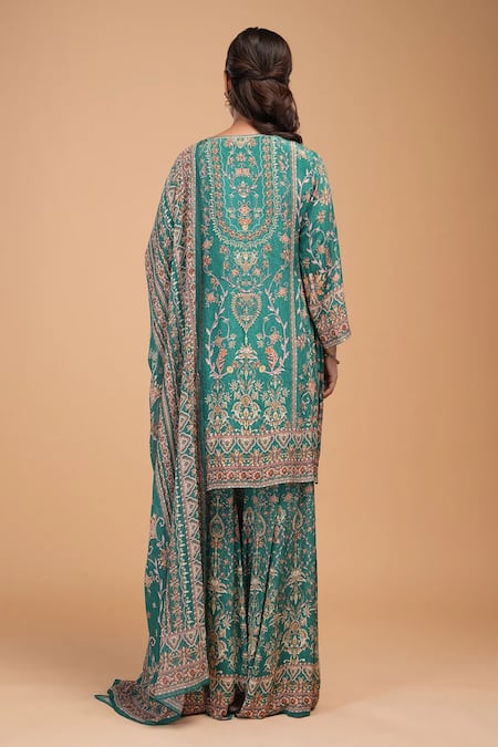 Nirraamyaa Green Bemberg Crepe Kurta Set 