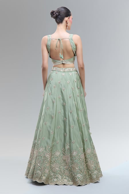 Samyukta Singhania Green Embroidered Classic Lehenga Set 