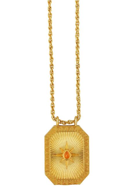 Zariin Gold Plated Scorpio Zodiac Tablet Necklace Online at Aza Fashions Zariin_Gold Plated Scorpio Zodiac Tablet Necklace _Online_at_Aza_Fashions