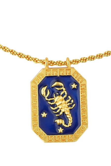 Buy Zariin Gold Plated Scorpio Zodiac Tablet Necklace Online at Aza Fashions Buy_Zariin_Gold Plated Scorpio Zodiac Tablet Necklace _Online_at_Aza_Fashions