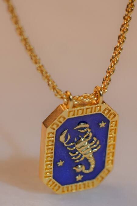Buy Zariin Gold Plated Scorpio Zodiac Tablet Necklace Buy_Zariin_Gold Plated Scorpio Zodiac Tablet Necklace