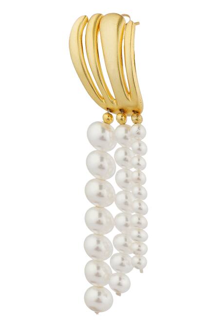 ZARIIN Gold Plated Pearls Scent Of The Sea Earrings Online at Aza Fashions ZARIIN_Gold Plated Pearls Scent Of The Sea Earrings _Online_at_Aza_Fashions
