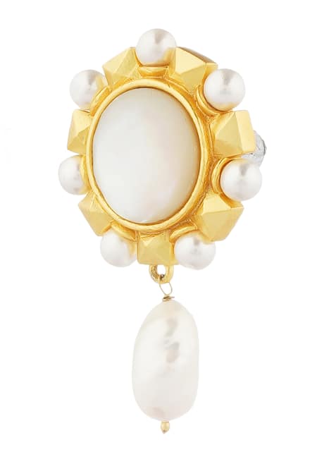 ZARIIN Gold Plated Pearls Designer Drop Earrings Online at Aza Fashions ZARIIN_Gold Plated Pearls Designer Drop Earrings _Online_at_Aza_Fashions