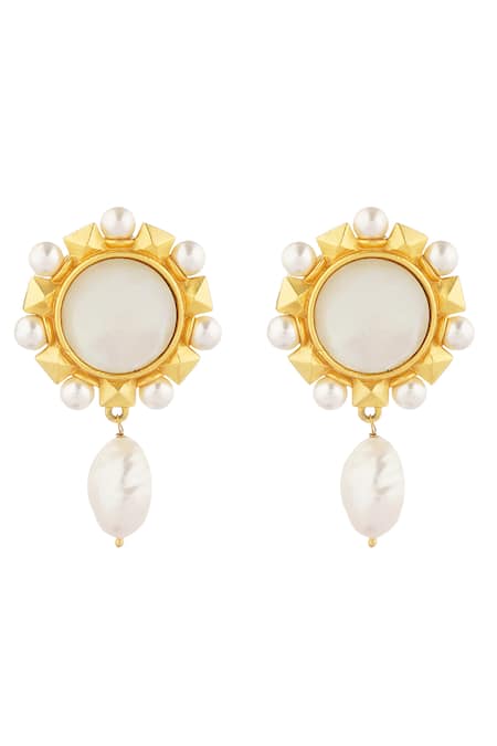 Zariin Designer Pearl Drop Earrings 