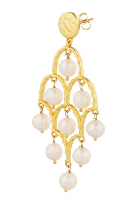 ZARIIN Gold Plated Pearls Dancing Queen Danglers Online at Aza Fashions ZARIIN_Gold Plated Pearls Dancing Queen Danglers _Online_at_Aza_Fashions