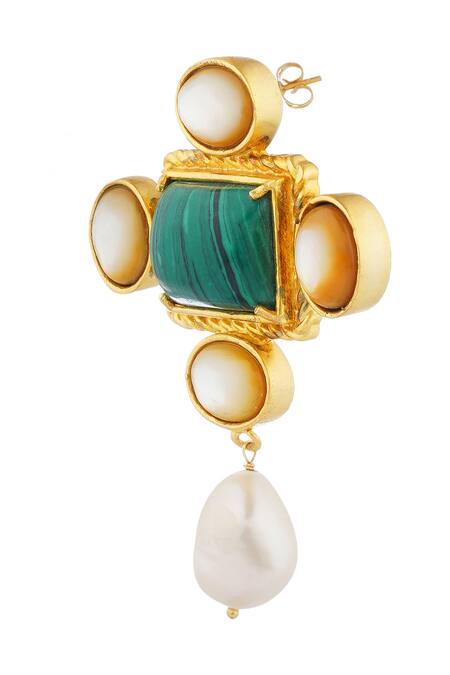 ZARIIN Gold Plated Stones, Pearls Cruise Therapy Earrings Online at Aza Fashions ZARIIN_Gold Plated Stones, Pearls Cruise Therapy Earrings _Online_at_Aza_Fashions