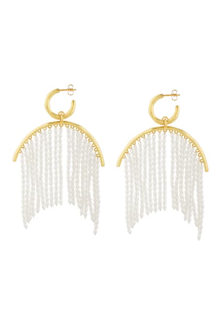 Zariin Pearl Zoned Statement Earrings 