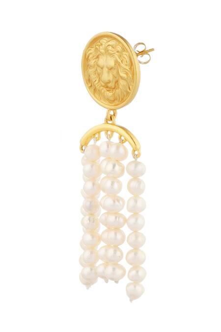 Zariin_Gold Plated Pearls Grit And Grace Danglers _Online_at_Aza_Fashions