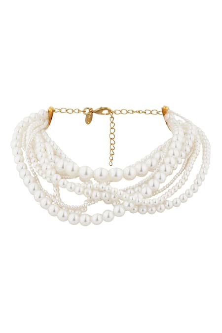 Zariin Ropes of Pearl Choker Necklace 