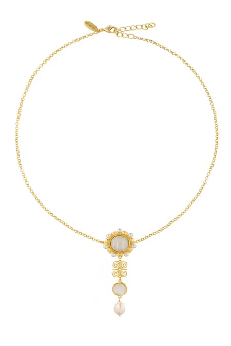 Zariin Gold Pendant Necklace with Motifs 