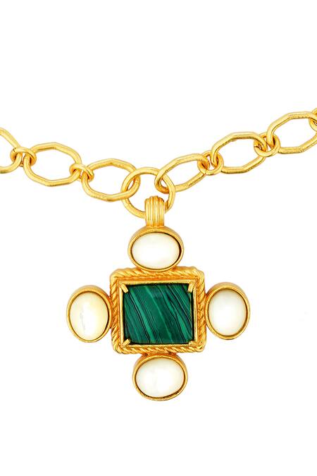 Zariin_Gold Plated Cruise Therapy Pendant Necklace_Online_at_Aza_Fashions