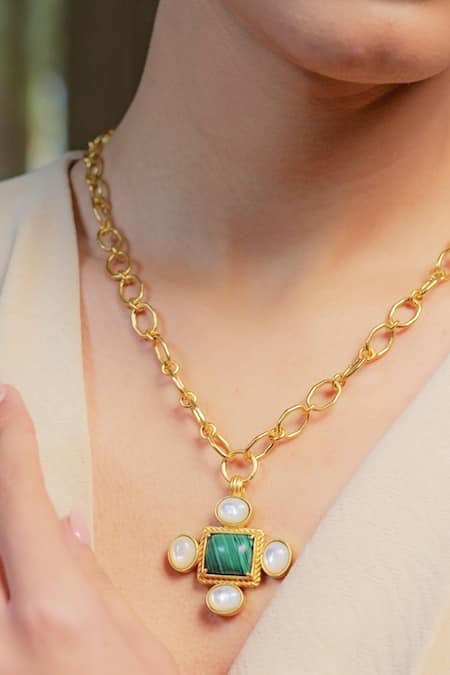 Zariin Gold Plated Cruise Therapy Pendant Necklace 