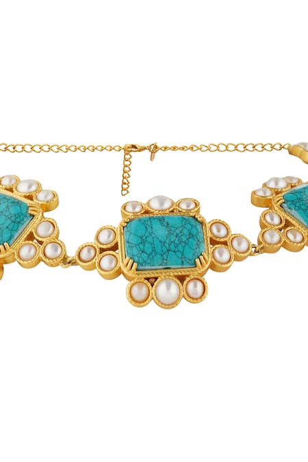 Zariin_Gold Plated Santorini Chase Choker Necklace _Online_at_Aza_Fashions