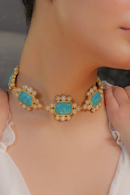 Zariin Gold Plated Santorini Chase Choker Necklace 