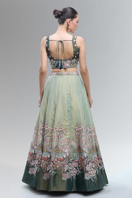 Samyukta Singhania Green Embroidered Classic Lehenga Set 