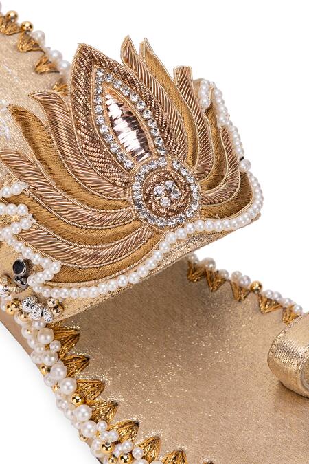 Buy 5elements Gold Rhinestones, Pearls Lotus Wedges Buy_5elements_Gold Rhinestones, Pearls Lotus Wedges