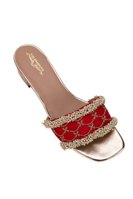 Buy 5elements Red Beads, Embroidery Designer Adhika Slider Heels Online at Aza Fashions Buy_5elements_Red Beads, Embroidery Designer Adhika Slider Heels _Online_at_Aza_Fashions