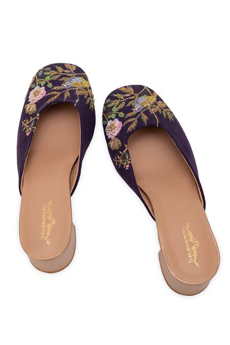 Shop_5elements_Purple Embroidery Mule Heels _Online_at_Aza_Fashions