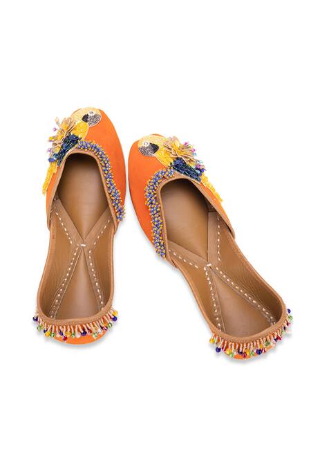 Buy 5elements Orange Mahiya Embellished Jutti Online at Aza Fashions Buy_5elements_Orange Mahiya Embellished Jutti _Online_at_Aza_Fashions