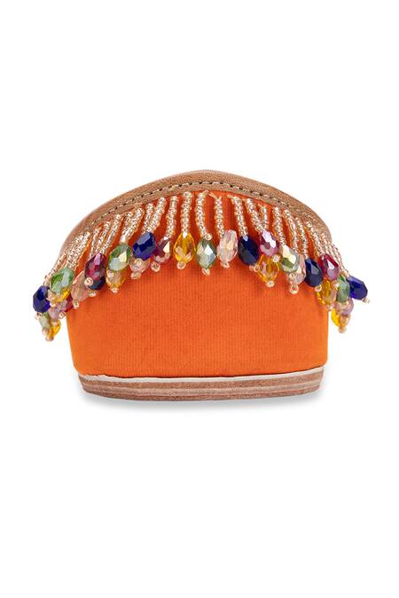 Shop 5elements Orange Mahiya Embellished Jutti Online at Aza Fashions Shop_5elements_Orange Mahiya Embellished Jutti _Online_at_Aza_Fashions