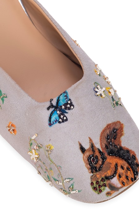 Shop_5elements_Beige Embroidery Mule Heels _Online_at_Aza_Fashions