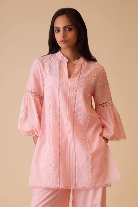 Buy Bunka Pink Cotton Embroidery Cecile Harem Pants Online at Aza Fashions Buy_Bunka_Pink Cotton Embroidery Cecile Harem Pants _Online_at_Aza_Fashions