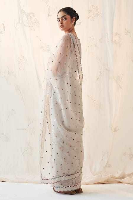 Janki India Ivory Organza Saree Set with Blouse 