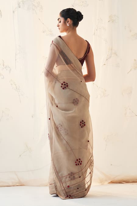 Janki India Champagne Gold Saree With Blouse 