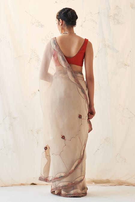 Janki India Champagne Gold Saree With Blouse 