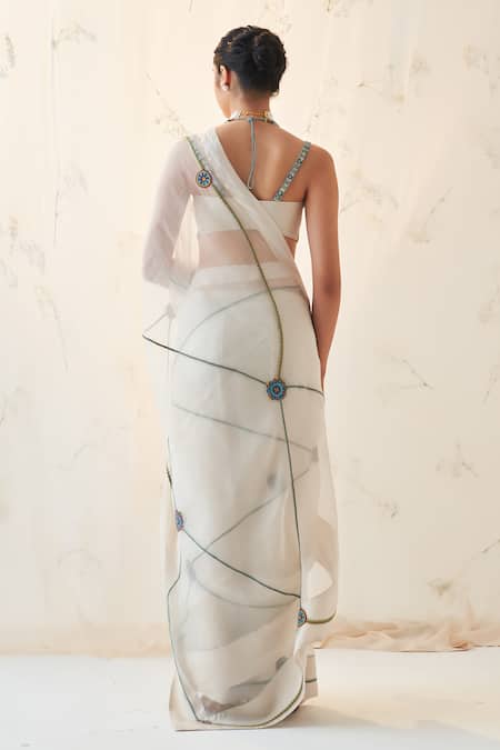 Janki India Ivory Organza Saree Set with Blouse 