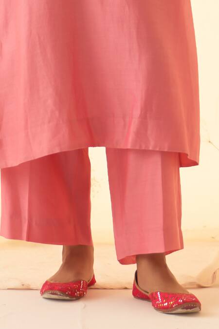 Buy Janki India Pink Chanderi, Organza Embroidery Round Neck Multicolour Kurta Set Online at Aza Fashions Buy_Janki India_Pink Chanderi, Organza Embroidery Round Neck Multicolour Kurta Set _Online_at_Aza_Fashions