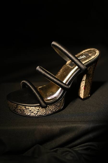 Buy_Miraki_Black Three Strap Heels _Online_at_Aza_Fashions