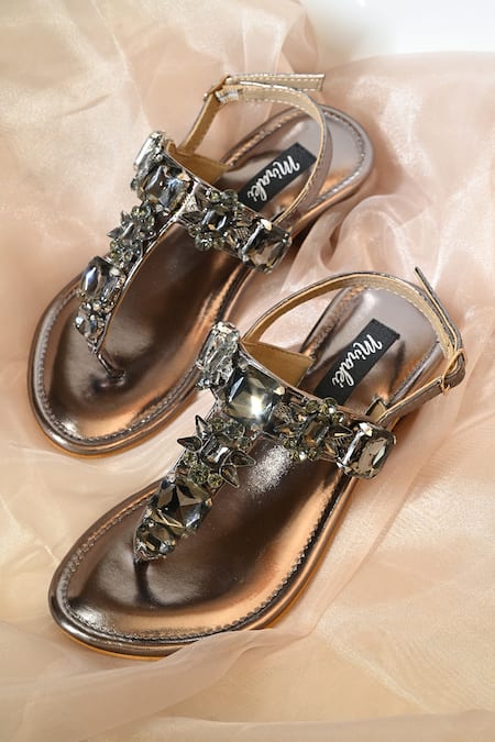 Miraki Stone Embellished Gun Metal Heels 