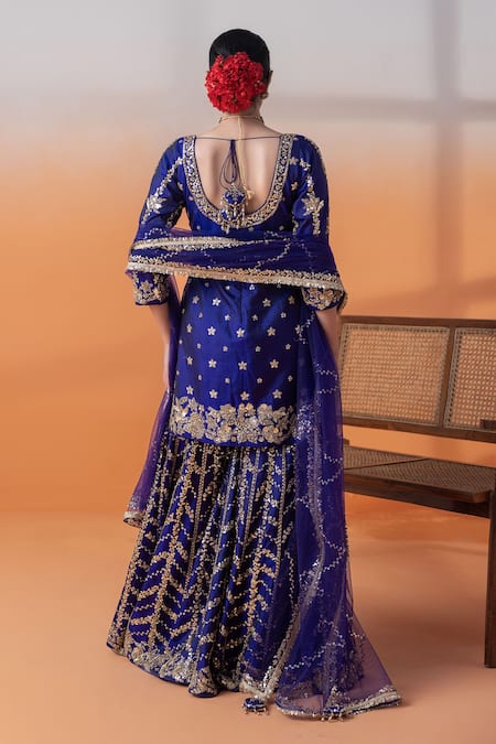 Raj Arora Purple Zardosi Gharara Set with Dupatta 