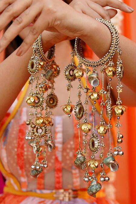 Vaidaan Silver Plated Pearls, Beads Antique Gold And Designer Bangles Online at Aza Fashions Vaidaan_Silver Plated Pearls, Beads Antique Gold And Designer Bangles _Online_at_Aza_Fashions