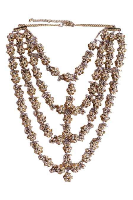 Shop Vaidaan Silver Plated Antique Gold Beaded Mathapatti at Aza Fashions Shop_Vaidaan_Silver Plated Antique Gold Beaded Mathapatti _at_Aza_Fashions