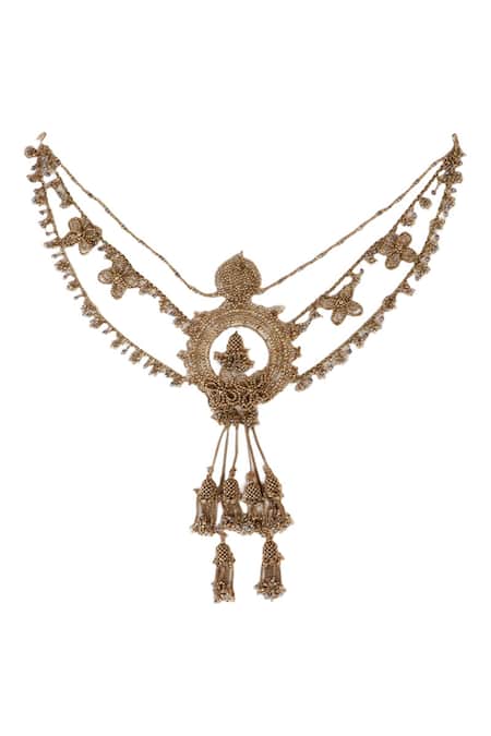 Vaidaan Antique Gold Pearl Embellished Hair Accessory 