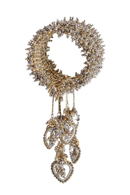 Vaidaan Silver Plated Pearls, Beads Designer Antique Gold Bangle Online at Aza Fashions Vaidaan_Silver Plated Pearls, Beads Designer Antique Gold Bangle _Online_at_Aza_Fashions