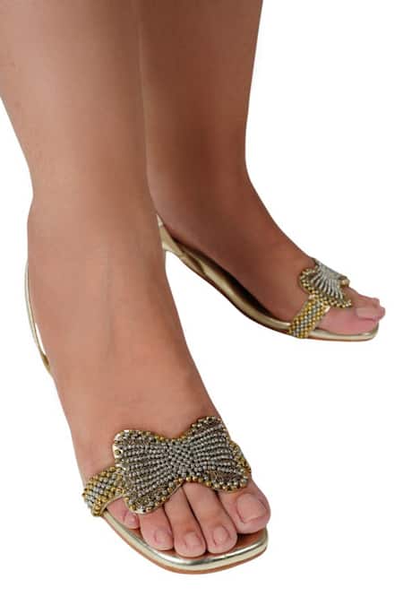 Shop Vaidaan Multi Color Pearls, Beads Designer Ati Heels With Embellishments at Aza Fashions Shop_Vaidaan_Multi Color Pearls, Beads Designer Ati Heels With Embellishments _at_Aza_Fashions