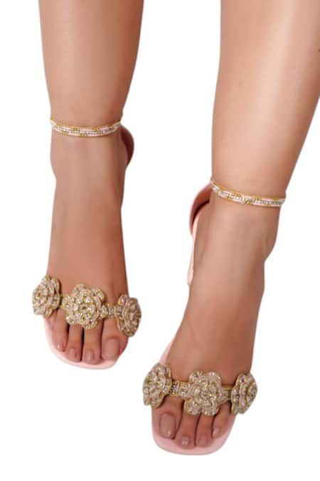 Vaidaan Pink Pearls, Beads Carnation Embellished Heels
