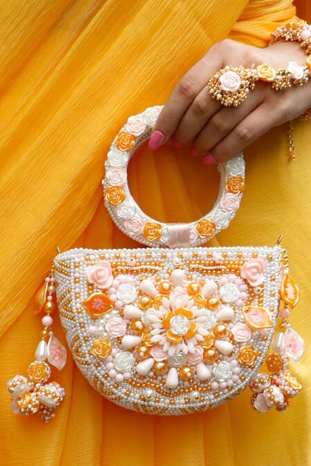 Shop_Vaidaan_Orange Beads Designer Clutch 