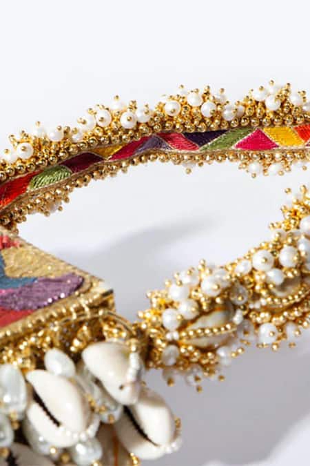 Buy_Vaidaan_Beige Pearls Manorma Designer Handbag _Online_at_Aza_Fashions