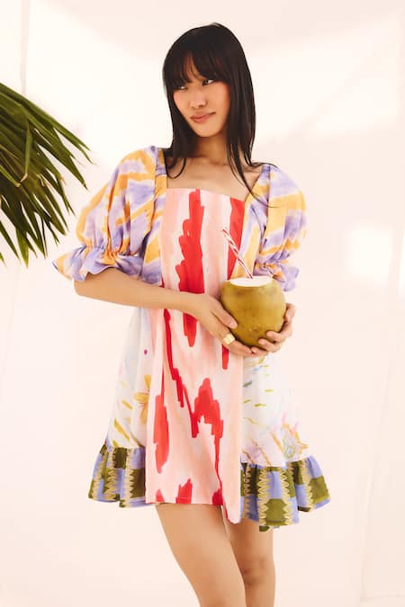 ZiP by Payal & Zinal Multi Color Cotton Linen Dress 