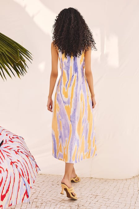 ZiP by Payal & Zinal Multi Color Tie-Dye Midi Dress 