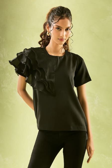 Samyukta Singhania Asymmetric Ruffled Sleeve Top 