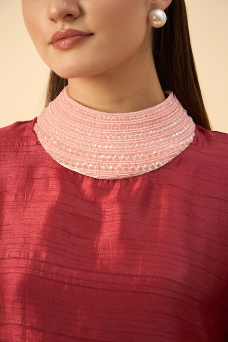 Buy Aakaar Brown Silk Beads Round Neck Copper Matka Kurta Set Online at Aza Fashions Buy_Aakaar_Brown Silk Beads Round Neck Copper Matka Kurta Set _Online_at_Aza_Fashions